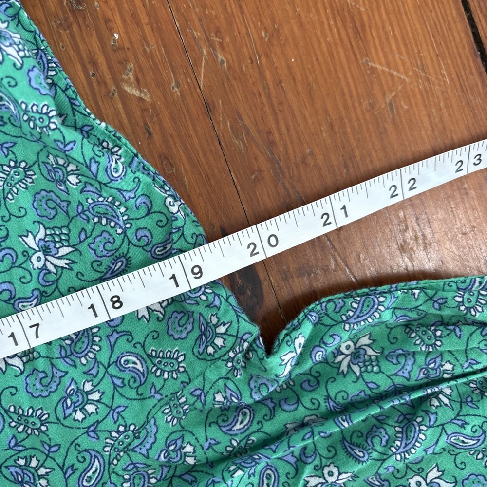 J. Crew Green Paisley Cotton Floral Printed Mini Shirt Dress Long Sleeve Size 12 - Picture 4 of 5